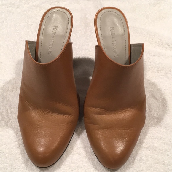 camel leather mules